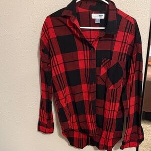 Old Navy Boyfriend Red and Black Shirt
